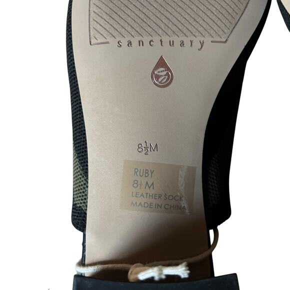 Sanctuary Rally Block Heel Slip-On Sandals Black Sage Green Size 8.5 M Comfort - Picture 6 of 7